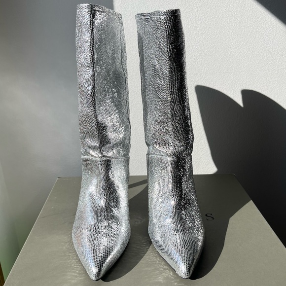 ALLSAINTS Pointed Metallic Heeled Boots - Picture 6 of 9
